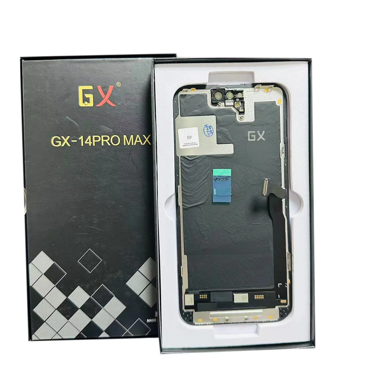 Hard OLED screen for iPhone 14 Pro Max, with its labelled box
