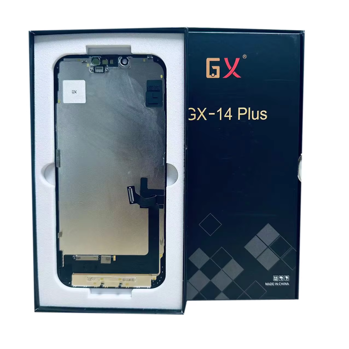 Hard OLED screen for iPhone 14 Plus, with its labelled box