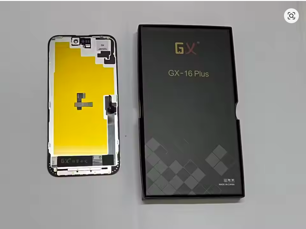 Hard OLED screen for iPhone 16 Plus, with its labelled box