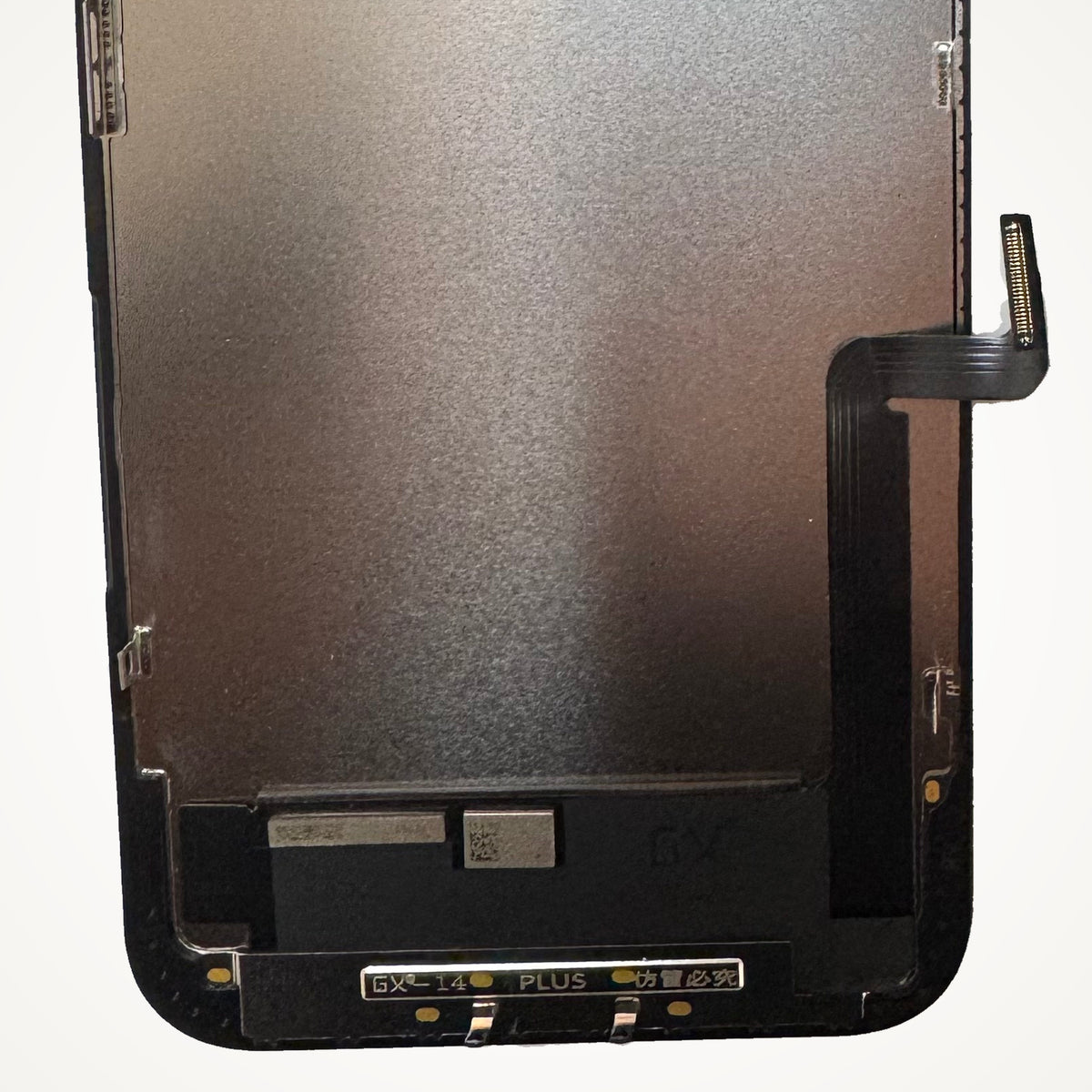 Hard OLED screen for iPhone 14 Plus, the lower back up close