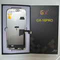 Hard OLED screen for iPhone 16 Pro in its tray, beside its labelled box