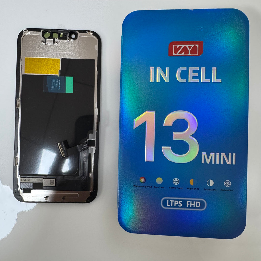 FHD incell LCD screen for iPhone 13 mini beside its box