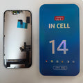 FHD incell LCD screen for iPhone 14 beside its box