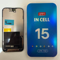 FHD incell LCD screen for iPhone 15 beside its box