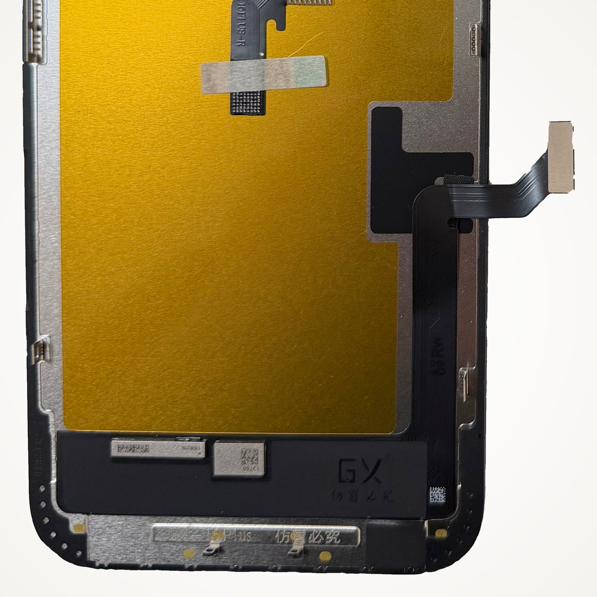 Soft OLED screen for iPhone 15 Plus, the lower back up close