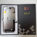Soft OLED screen for iPhone 17 in its tray, beside its labelled box