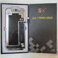 Soft OLED screen for iPhone 17 Pro Max in its tray, beside its labelled box